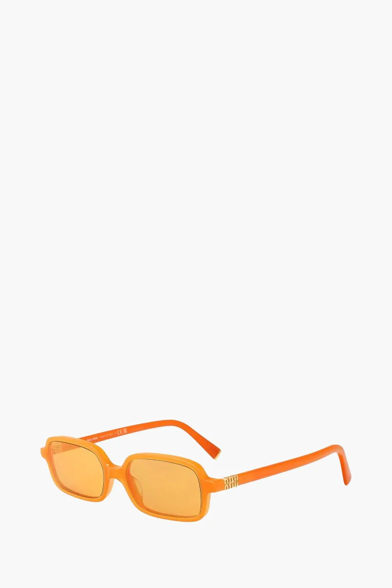 MIU MIU Regard Square Sunglasses in Turmeric Opal Acetate with Logo 1