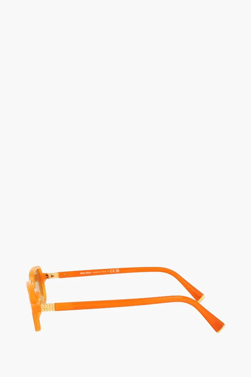 MIU MIU Regard Square Sunglasses in Turmeric Opal Acetate with Logo 2
