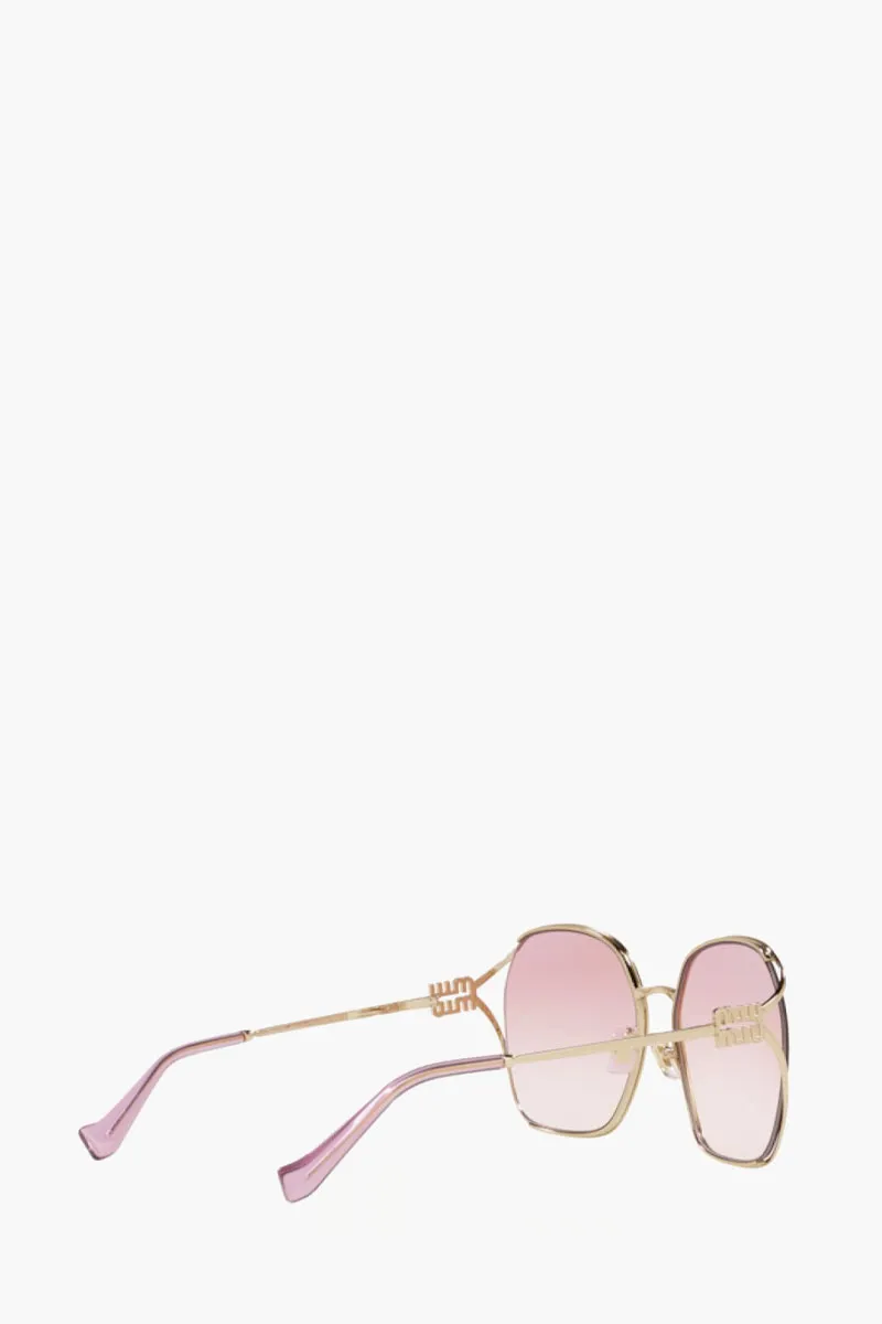 MIU MIU MU 52WS Irregular Sunglasses in Gold/Dark Violet 1
