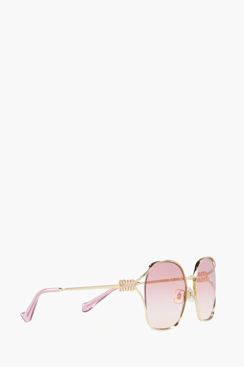 MIU MIU MU 52WS Irregular Sunglasses in Gold/Dark Violet 2