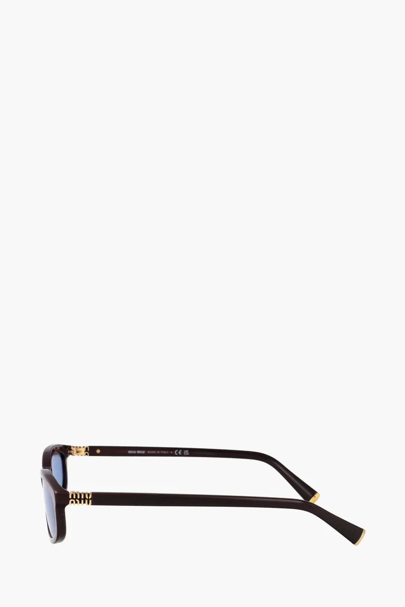 MIU MIU Irregular Sunglasses in Moka/Light Blue Acetate  1