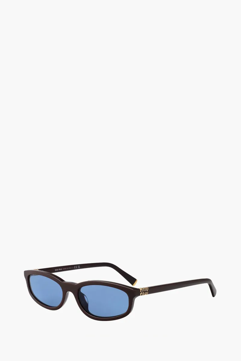 MIU MIU Irregular Sunglasses in Moka/Light Blue Acetate  2