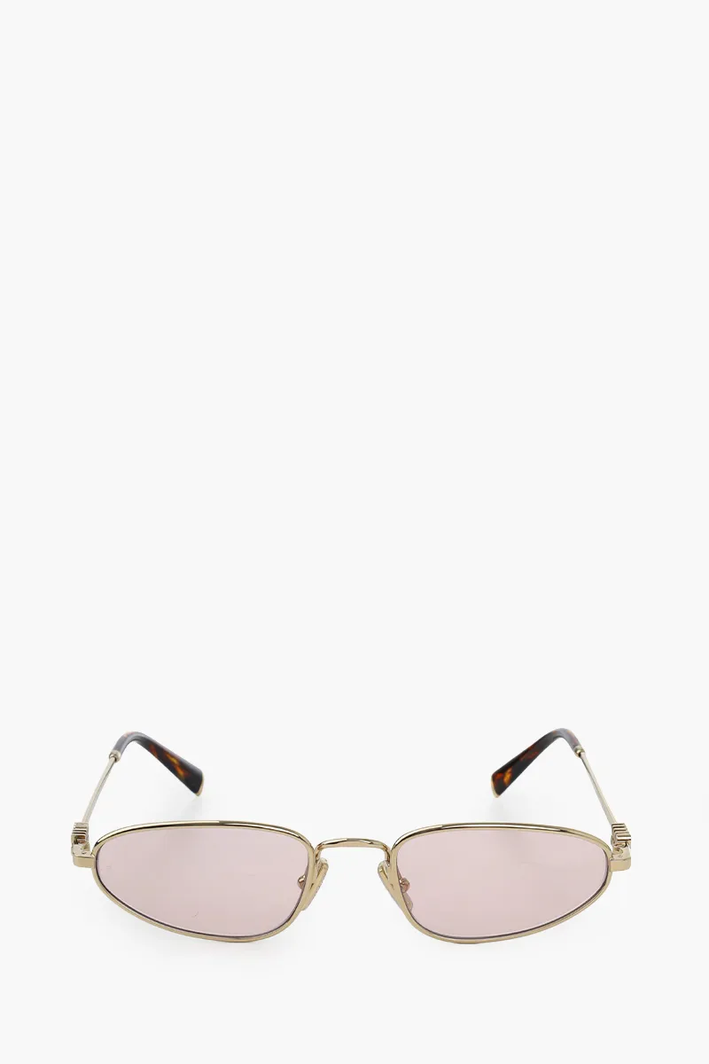MIU MIU Irregular Sunglasses in Pink/Pale Gold Metal 0
