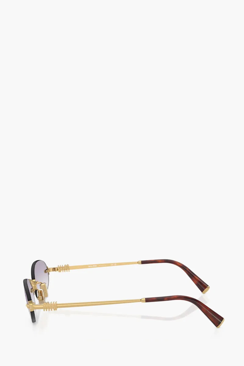 MIU MIU Oval Sunglasses in Gold/Grey 1
