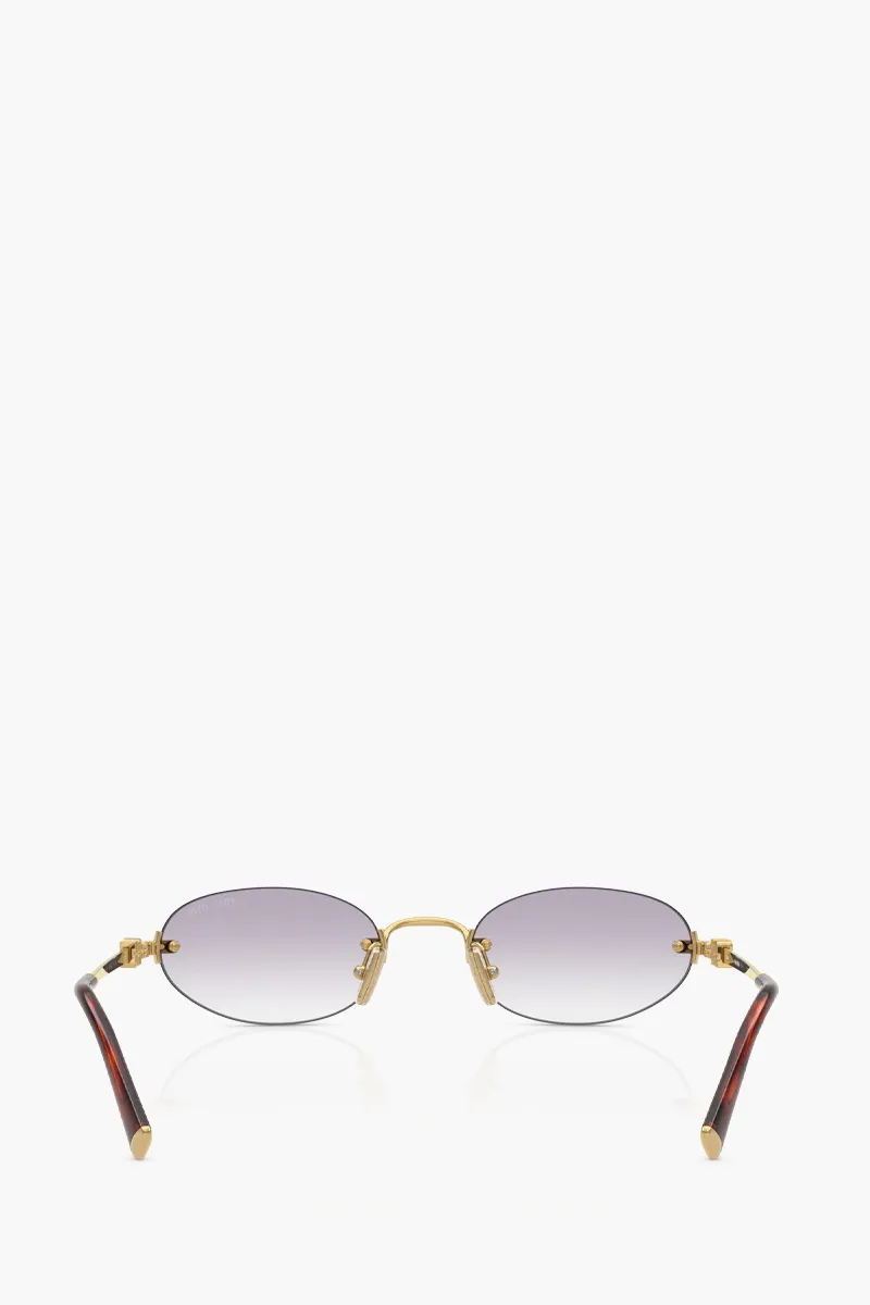 MIU MIU Oval Sunglasses in Gold/Grey 3