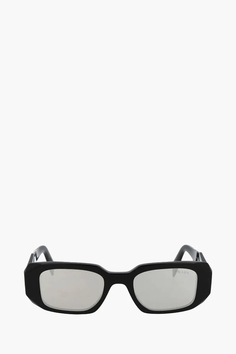 PRADA Rectangle Sunglasses in Black/Silver Acetate 0