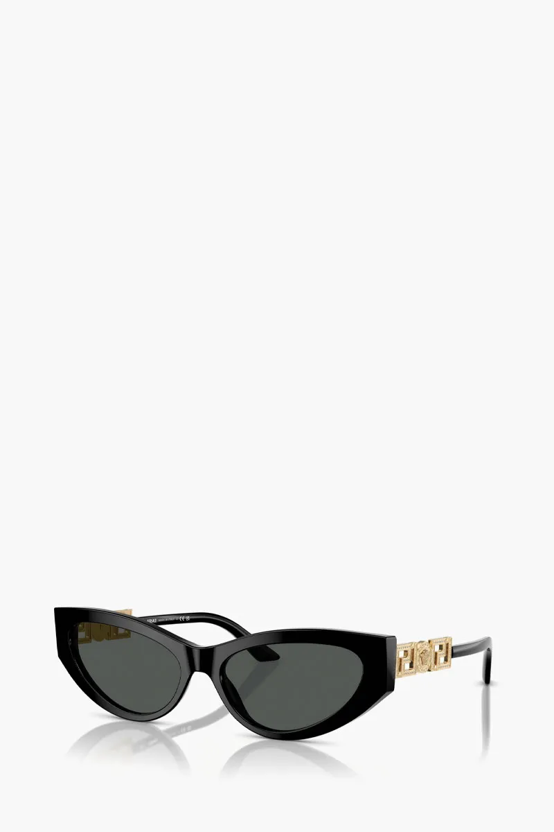 VERSACE Women Cat Eye Sunglasses in Black/Dark Grey Acetate 1