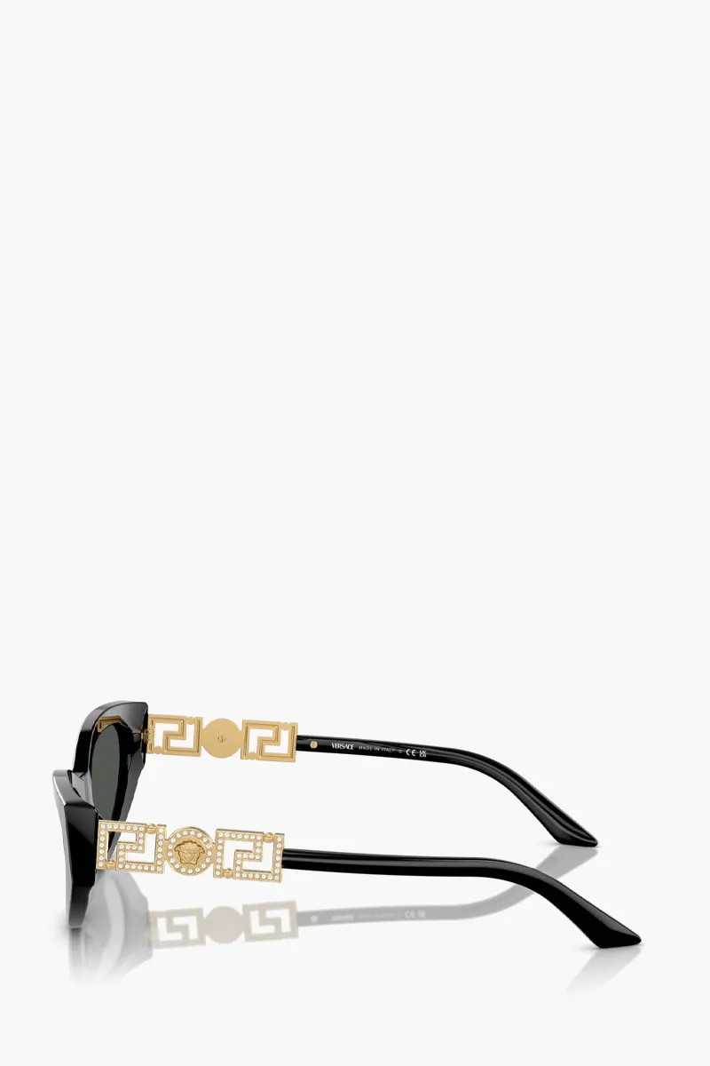VERSACE Women Cat Eye Sunglasses in Black/Dark Grey Acetate 2