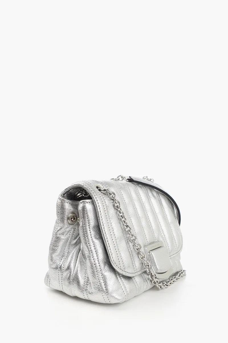 LONGCHAMP Small Brioche Metal Crossbody Bag in Silver Leather 1