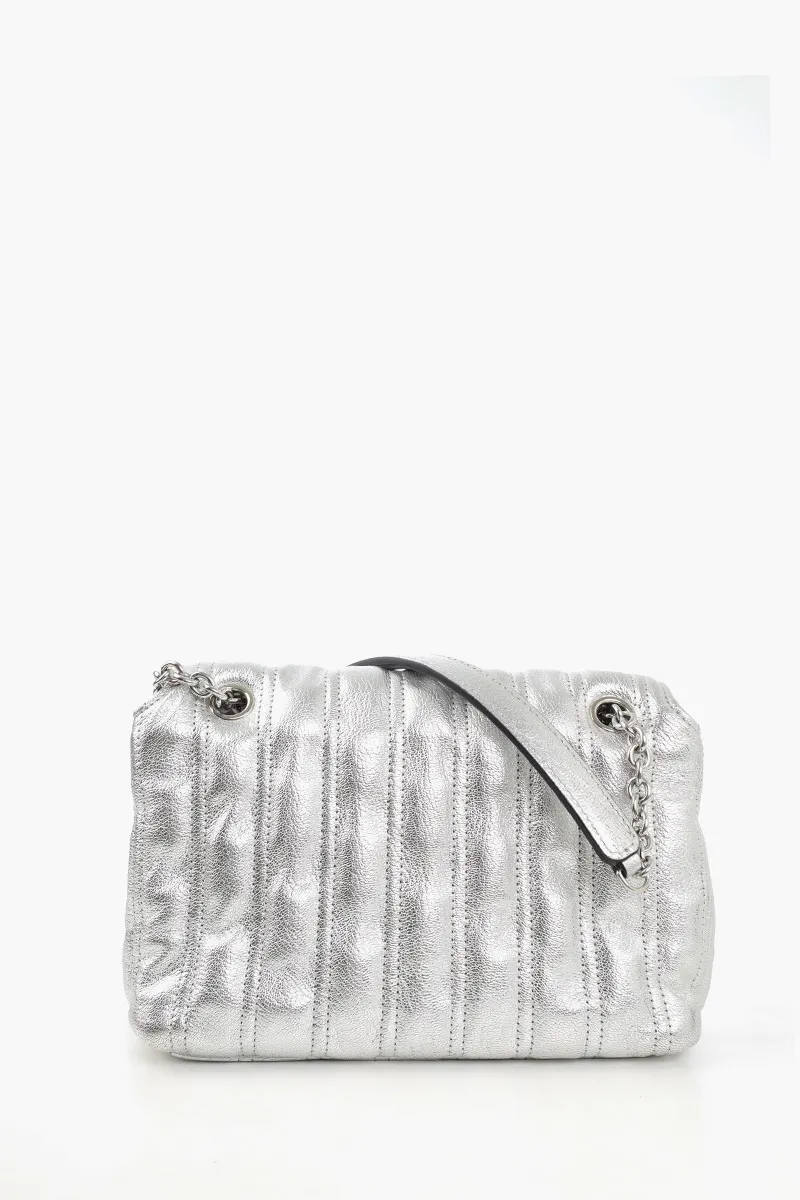 LONGCHAMP Small Brioche Metal Crossbody Bag in Silver Leather 2