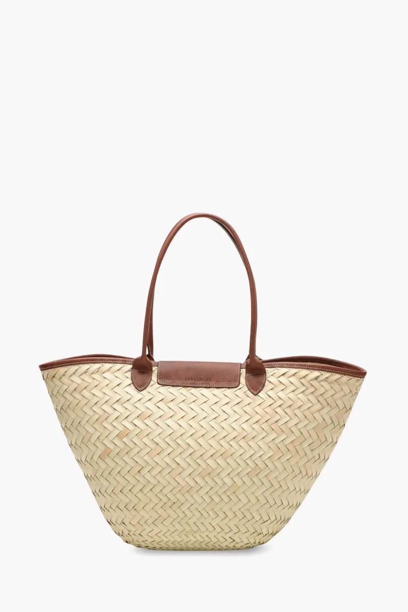 LONGCHAMP XL Le Pliage Panier Basket Bag in Brown Palm Straw 2