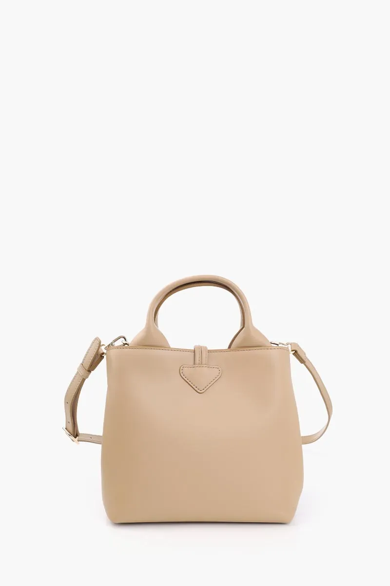 LONGCHAMP Small Le Roseau Top Handle Bag in Root Smooth Silky Leather with Adjustable Shoulder Strap 3
