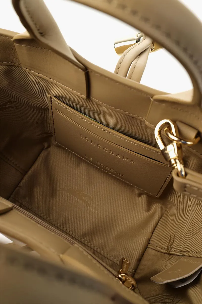 LONGCHAMP Small Le Roseau Top Handle Bag in Root Smooth Silky Leather with Adjustable Shoulder Strap 4