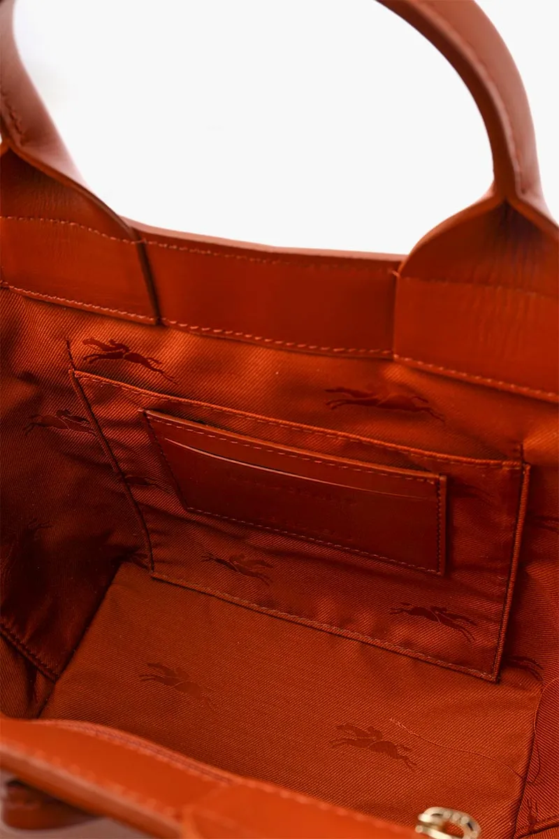 LONGCHAMP Small Le Roseau Top Handle Bag in Bark Smooth Silky Leather with Adjustable Shoulder Strap 4
