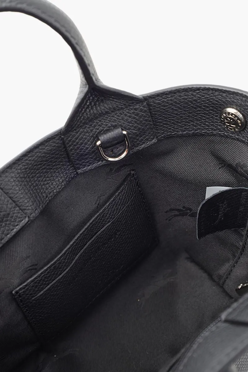 LONGCHAMP XS Le Roseau Top Handle Bag in Black Grained Leather with Adjustable Shoulder Strap 4