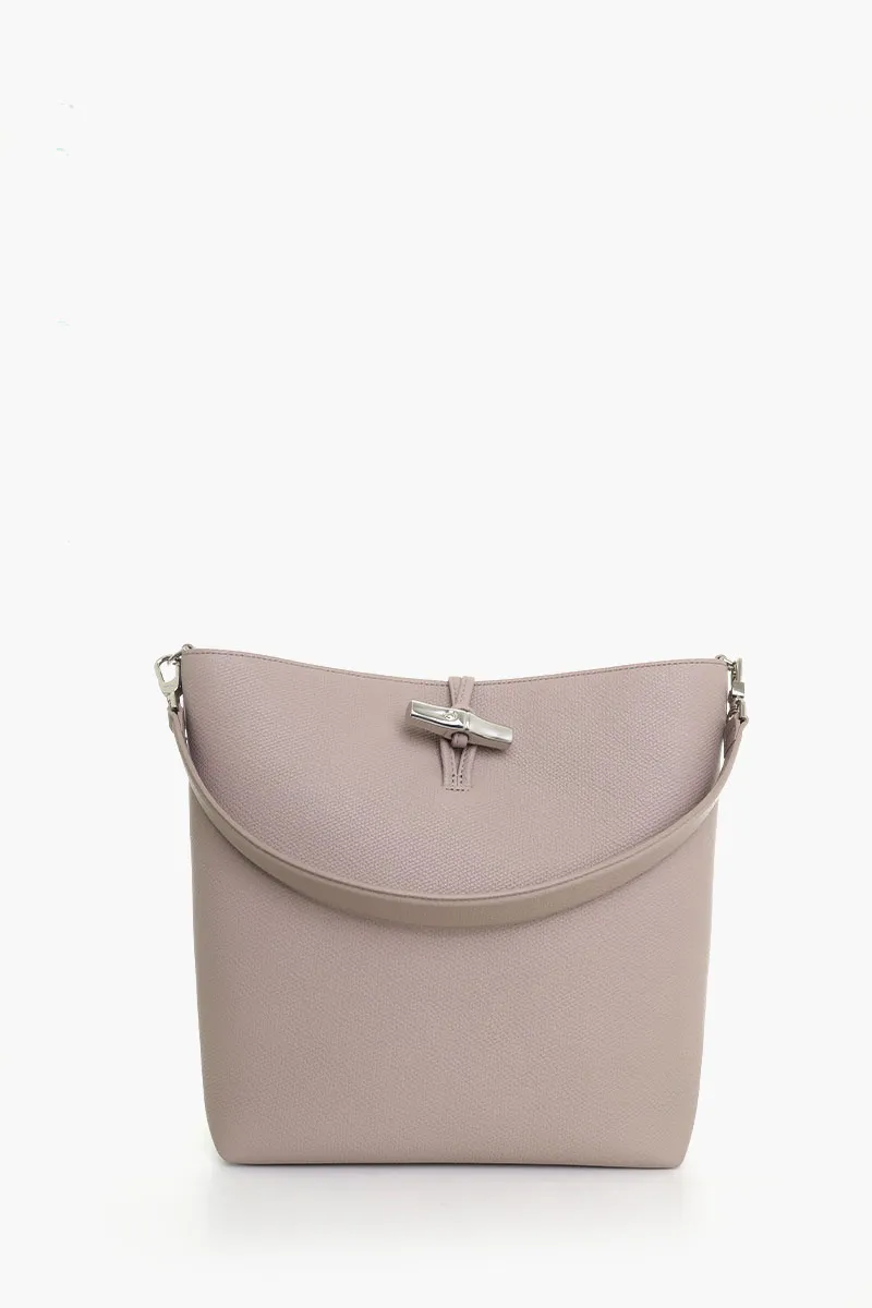 LONGCHAMP Medium Le Roseau Hobo Shoulder Bag in Clay Cowhide Leather 0