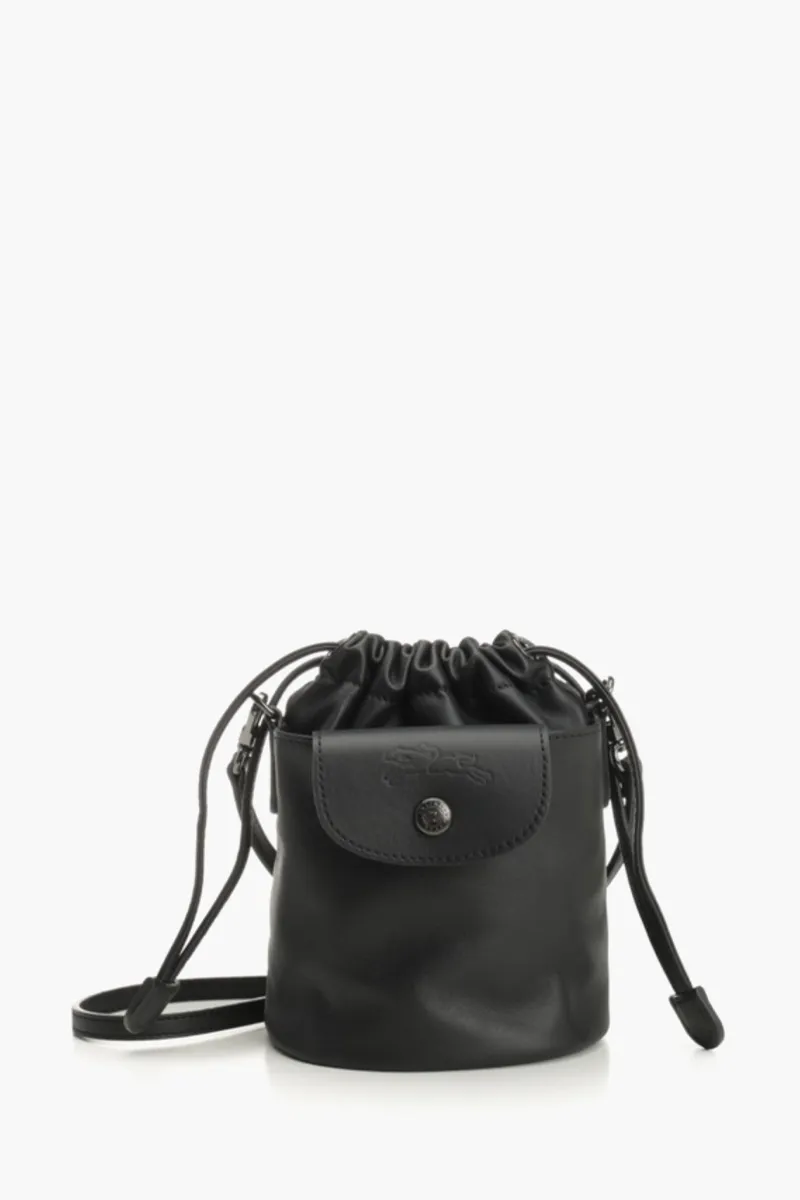 LONGCHAMP Le Pliage Xtra Drawstring Bucket Bag in Black Leather 0