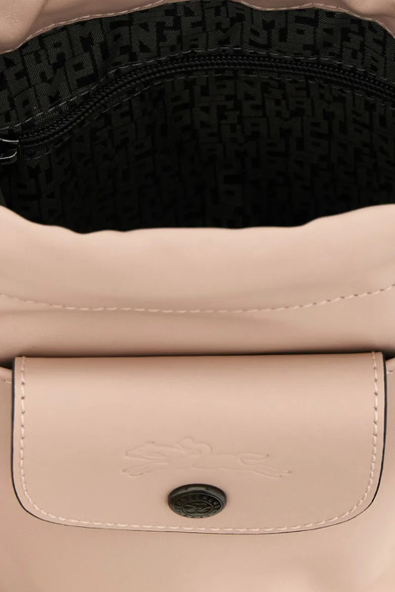 LONGCHAMP Le Pliage Xtra Drawstring Bucket Bag in Nude Pink Leather 2