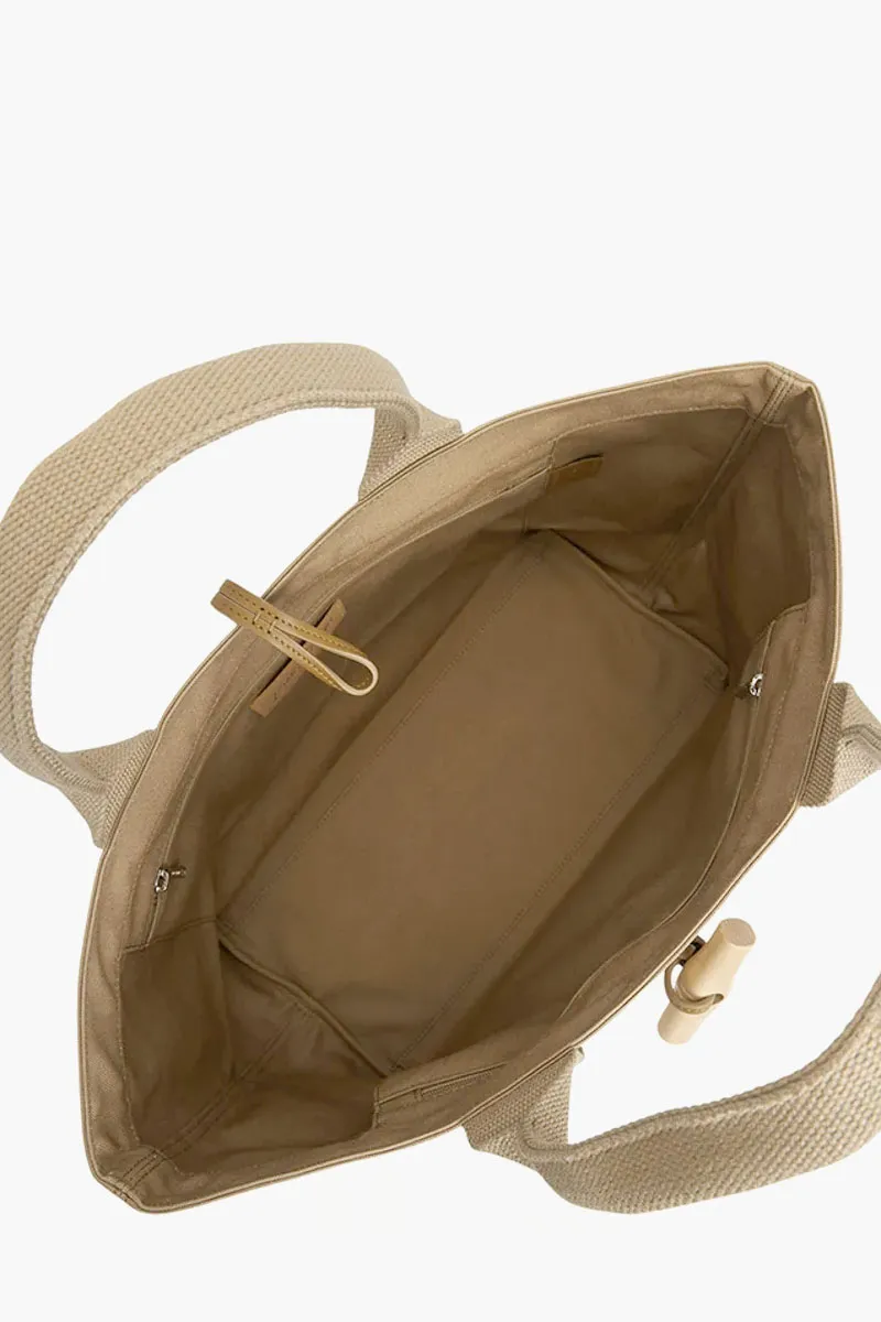 LONGCHAMP Large Le Roseau Cabas Tote Bag in Desert Canvas 3