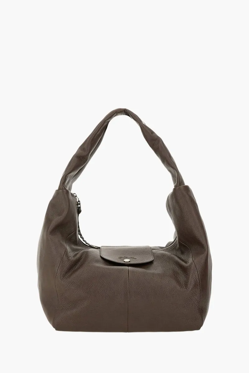 LONGCHAMP Large Le Pliage Xtra Hobo Shoulder Bag in Mocha Goatskin Leather 0