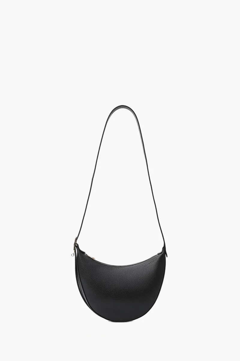 LONGCHAMP Small Le Foulonné Shoulder Bag in Black Grained Cowhide Leather 0