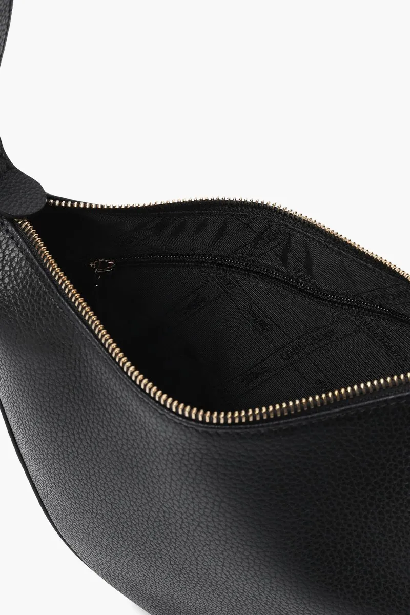 LONGCHAMP Small Le Foulonné Shoulder Bag in Black Grained Cowhide Leather 2