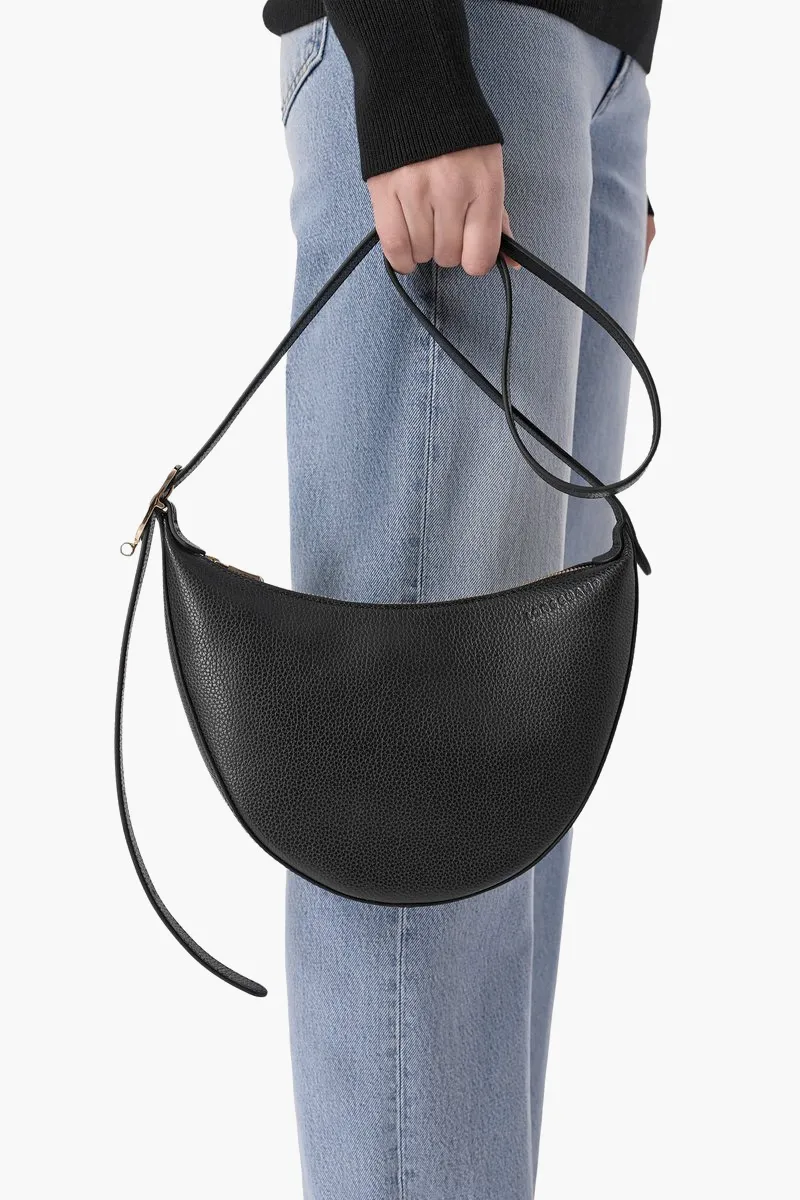 LONGCHAMP Small Le Foulonné Shoulder Bag in Black Grained Cowhide Leather 3