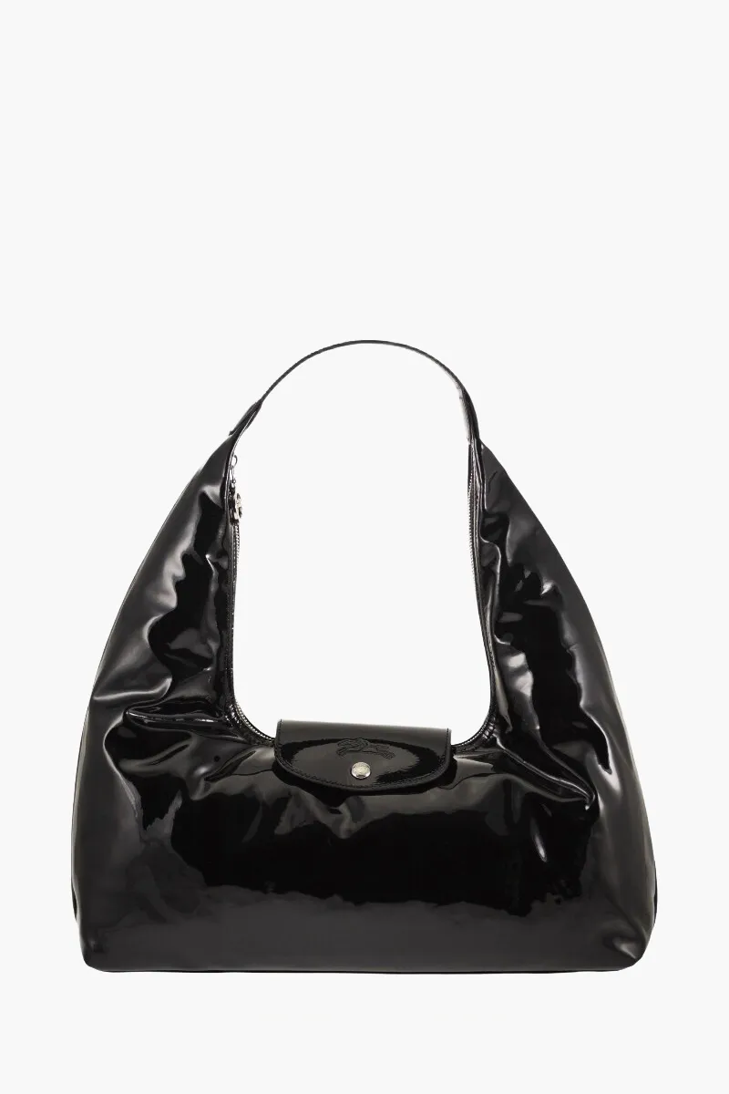 LONGCHAMP Le Pliage Extra Large Shoulder Bag in Black Patent Cowhide Leather 0