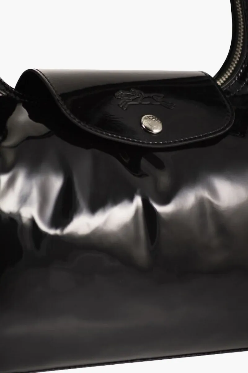 LONGCHAMP Le Pliage Extra Large Shoulder Bag in Black Patent Cowhide Leather 3