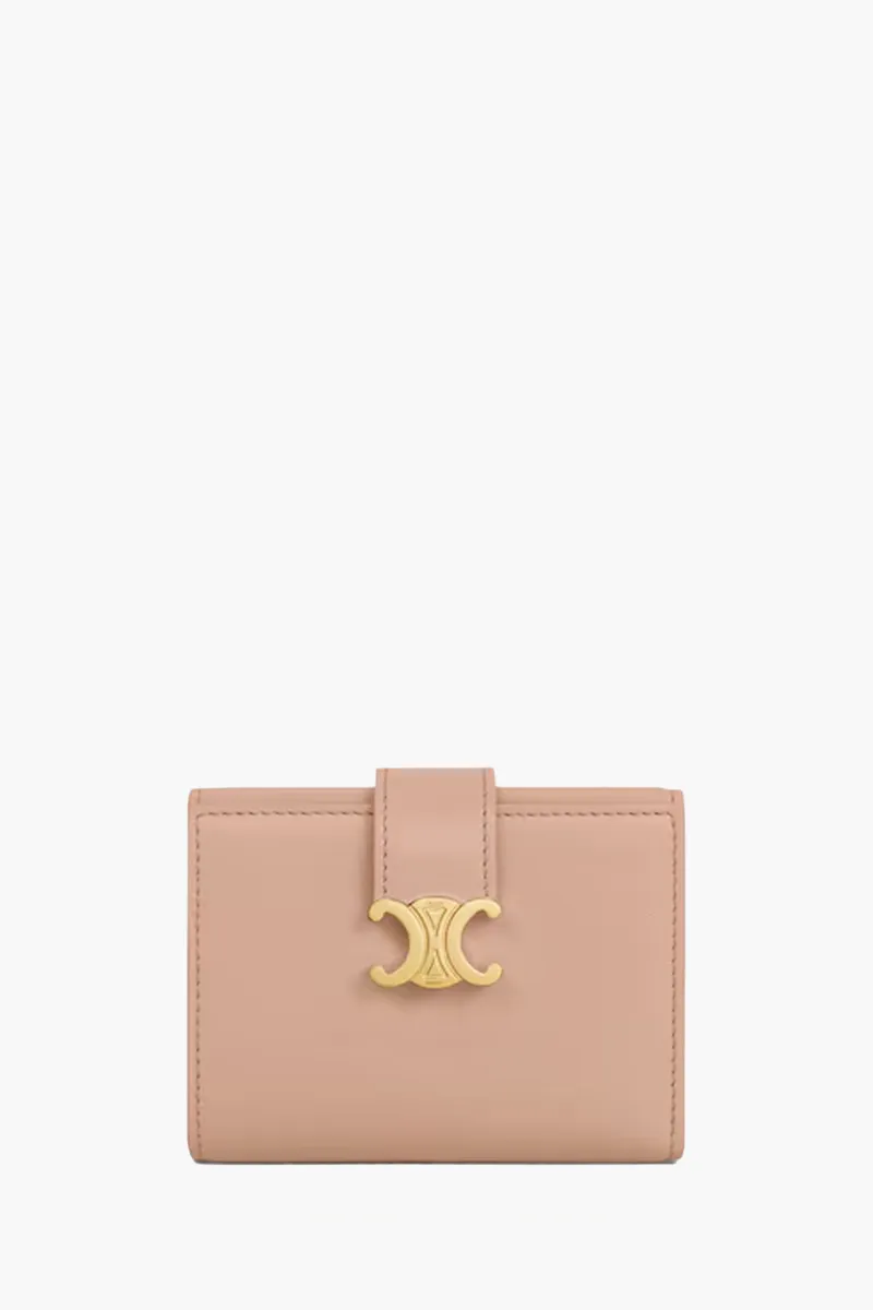 CELINE Triomphe Victoire Wallet in Soft Peach Supple Calfskin GHW 0