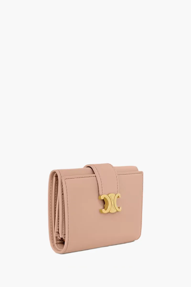 CELINE Triomphe Victoire Wallet in Soft Peach Supple Calfskin GHW 1