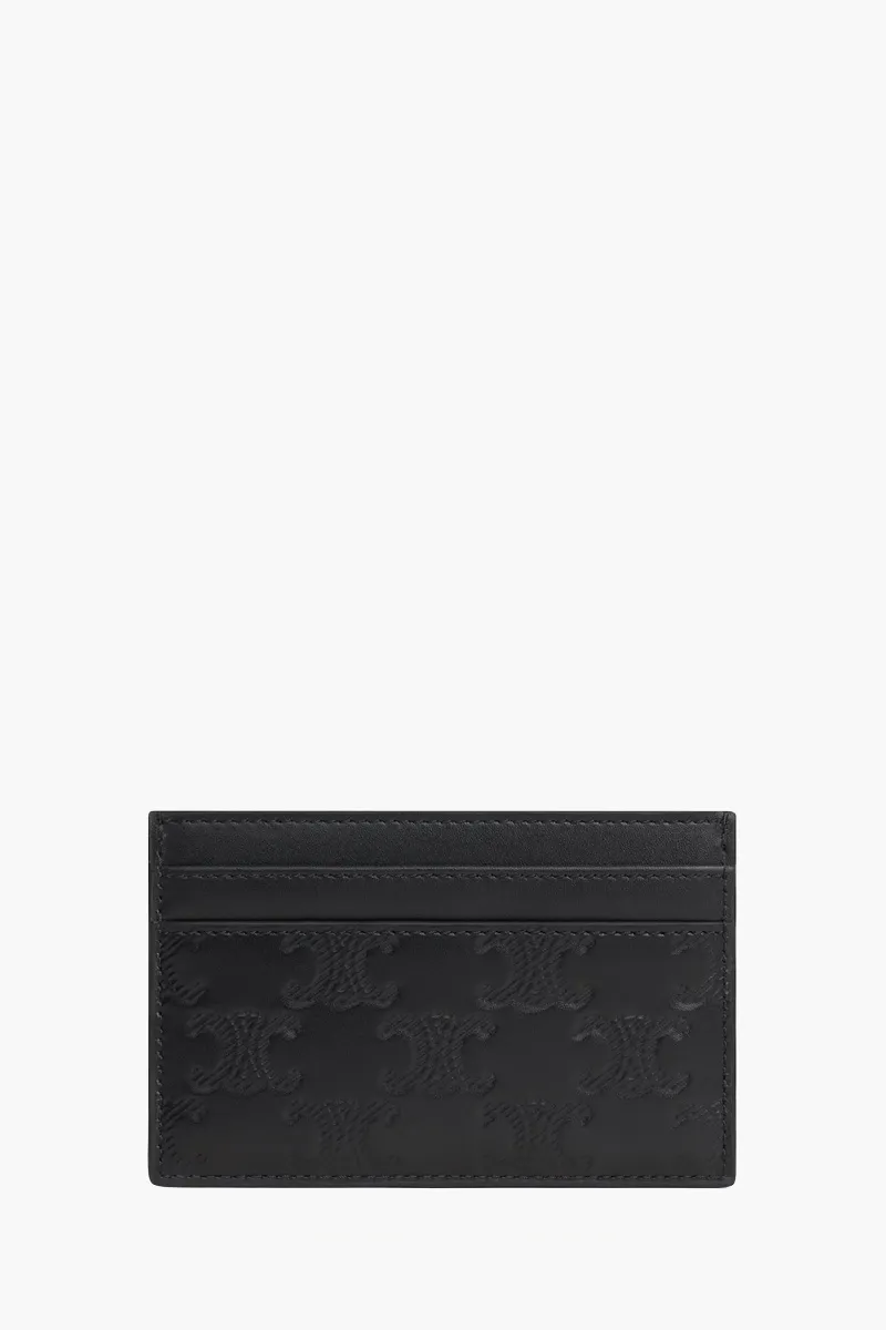 CELINE Medium Embossed Triomphe Card Holder in Black Calfskin 2