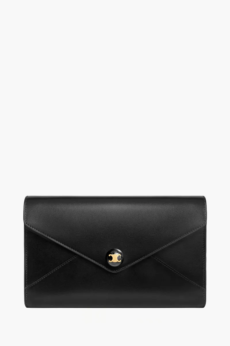 CELINE Envelope Wallet On Chain in Black Shiny Calfskin 0