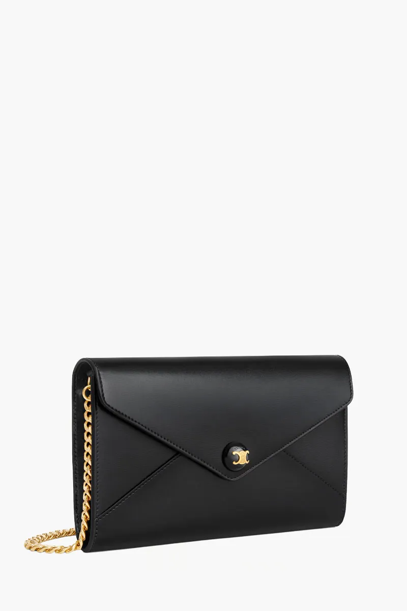 CELINE Envelope Wallet On Chain in Black Shiny Calfskin 1