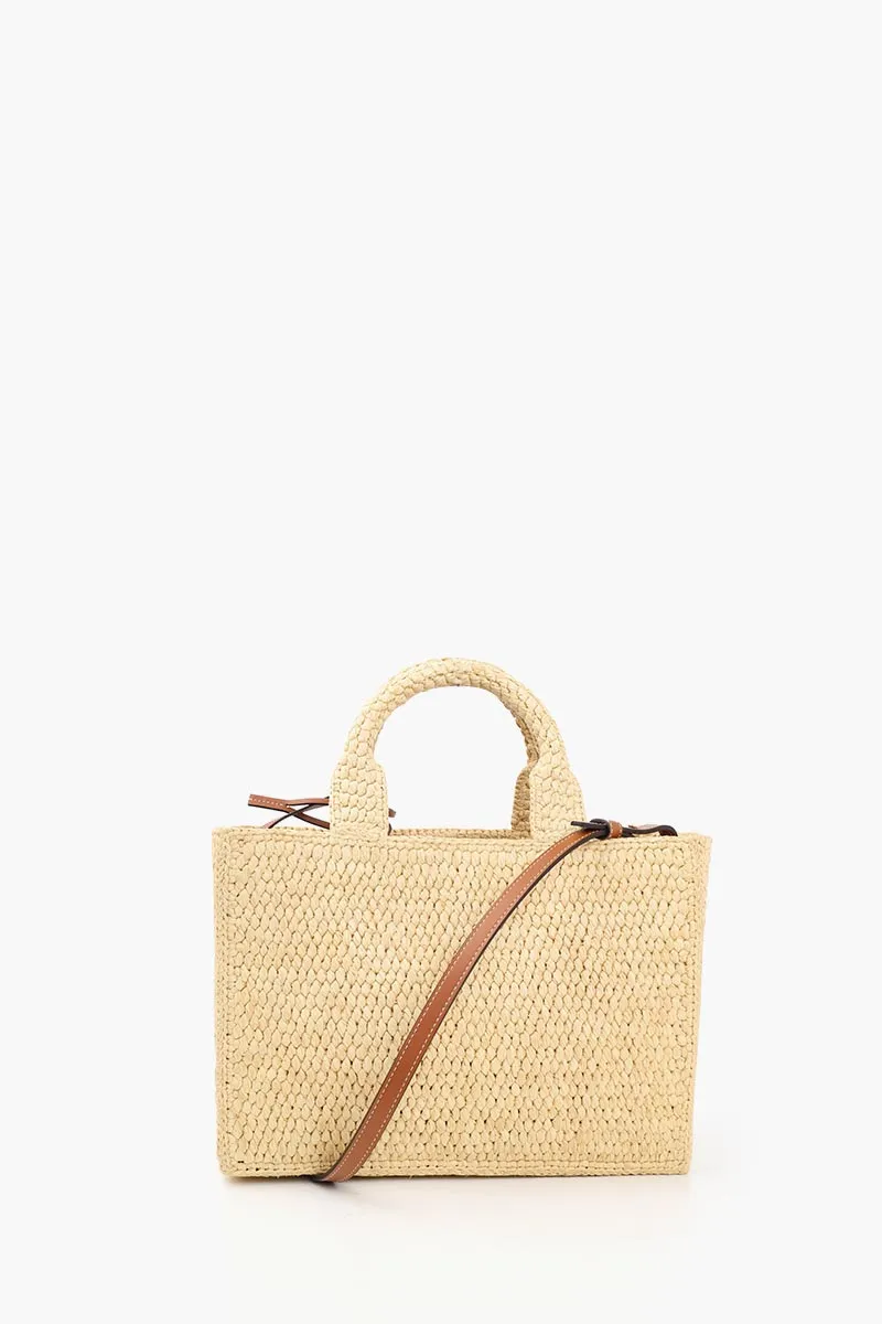 CELINE Small Cabas Thais in Tan Raffia x Calfskin 2