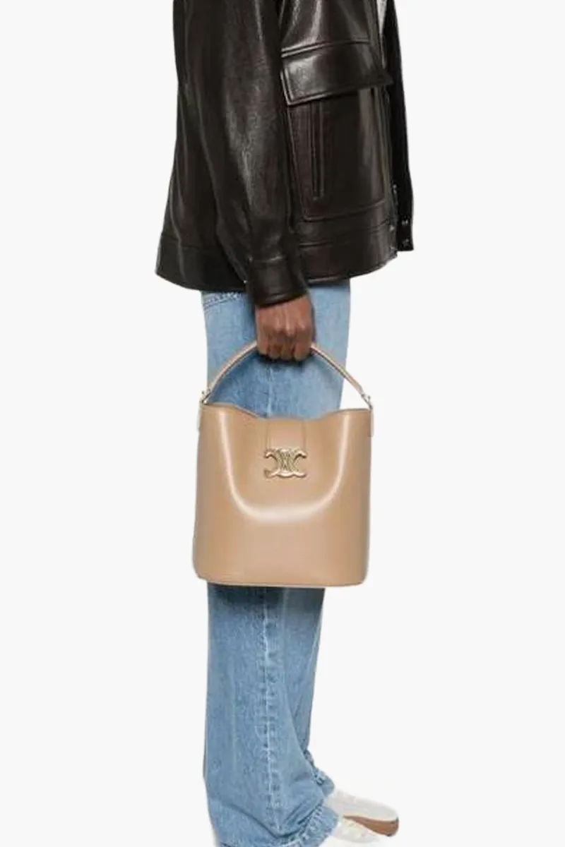 CELINE Medium Louise Bucket Bag in Smoked Brown Smooth Calfskin 4