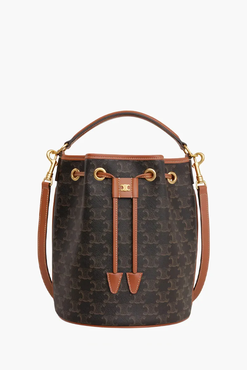 CELINE Medium Clara Bag in Tan Triomphe Canvas And Clafskin 0