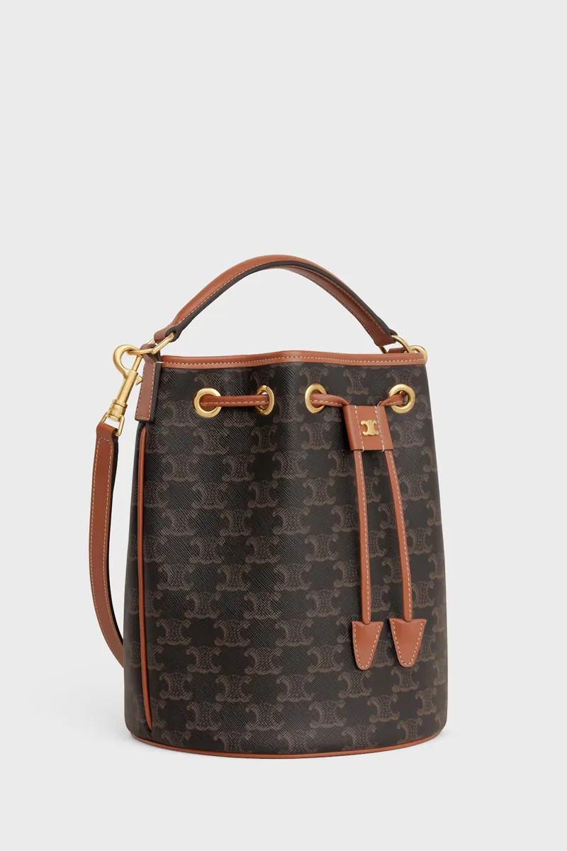 CELINE Medium Clara Bag in Tan Triomphe Canvas And Clafskin 1