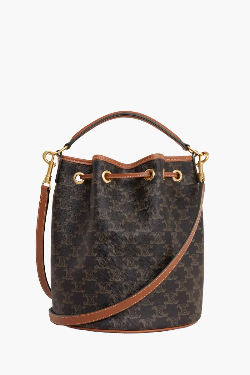 CELINE Medium Clara Bag in Tan Triomphe Canvas And Clafskin 2
