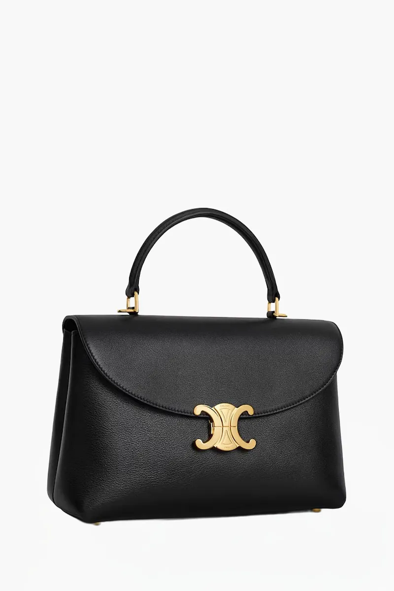 CELINE Medium Nino Triomphe Top Handle Shoulder Bag in Black Calfskin 1