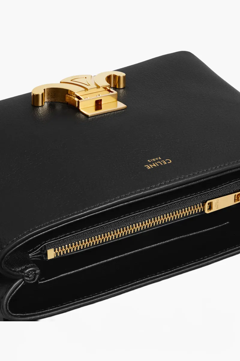 CELINE Teen Nino Triomphe Top Handle Bag in Black Supple Grained Calfskin 3