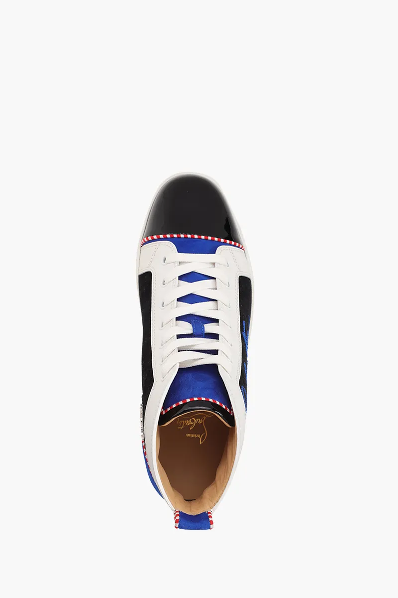 CHRISTIAN LOUBOUTIN Men Navy Louis High Top Sneakers in Black/White/Blue 3