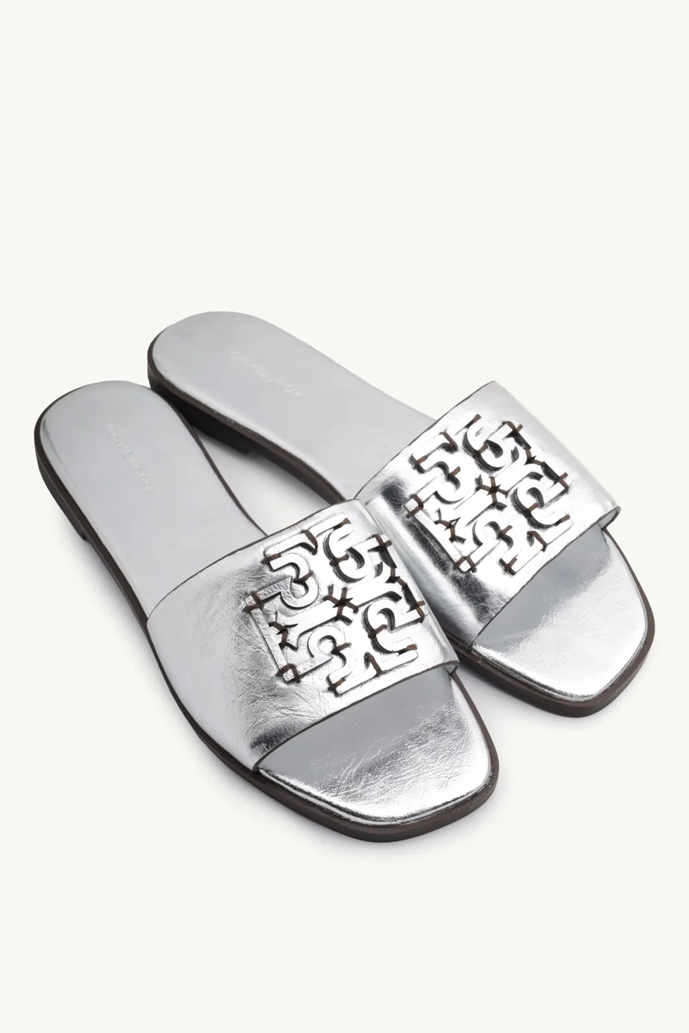 TORY BURCH Women Ines Slide Sandals in Silver Metallic 1