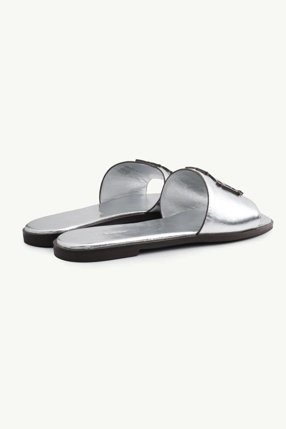 TORY BURCH Women Ines Slide Sandals in Silver Metallic 2