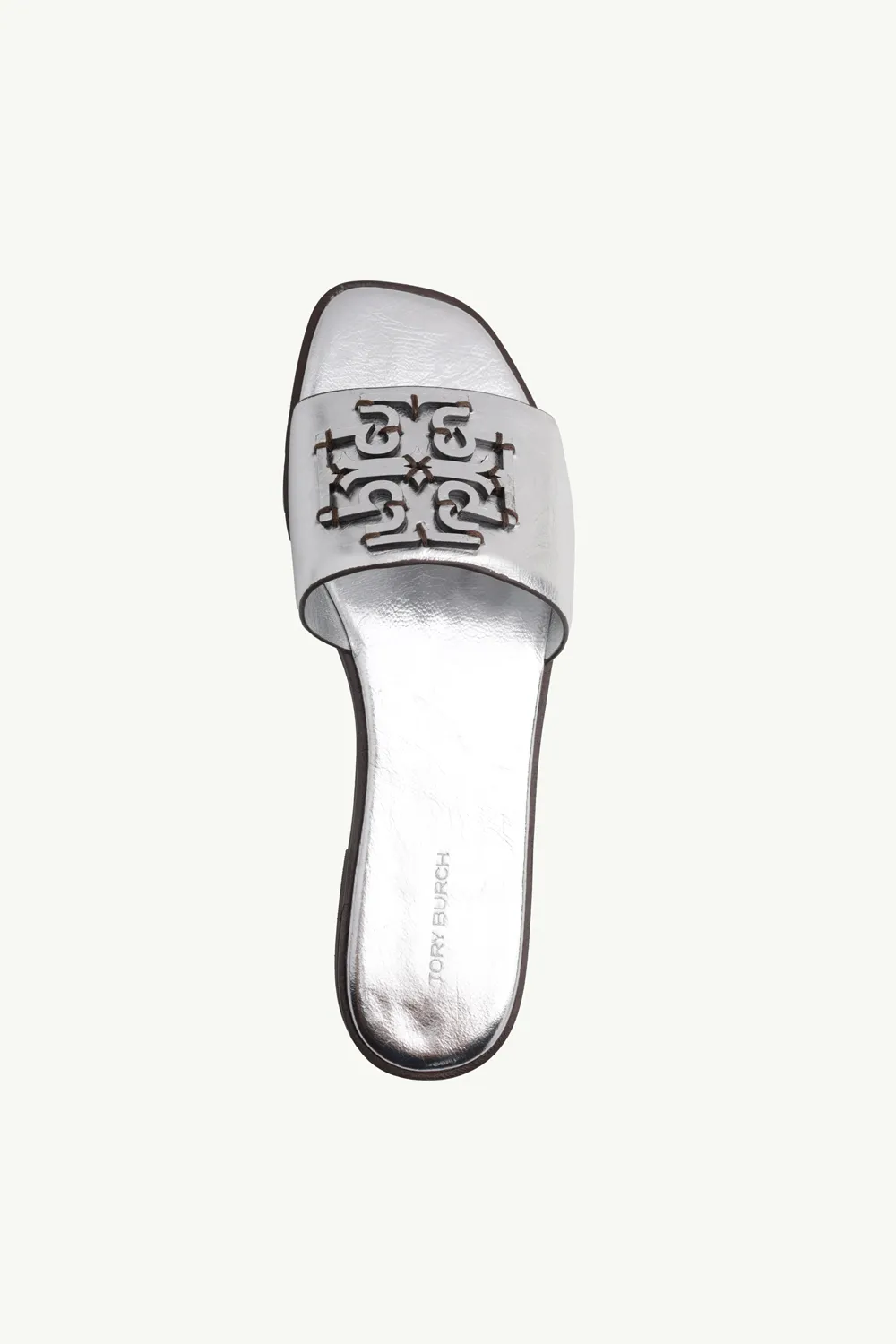 TORY BURCH Women Ines Slide Sandals in Silver Metallic 3