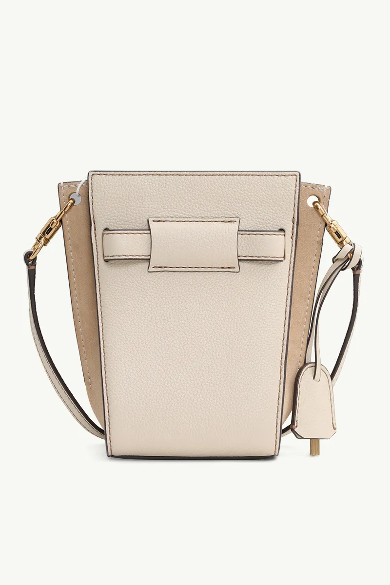 TORY BURCH Petite Lee Radziwill Pebbled Double Bucket Bag in New Moon 1