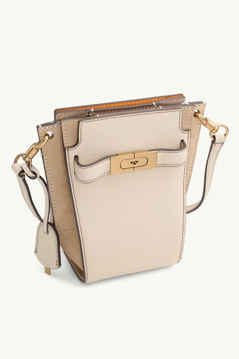 TORY BURCH Petite Lee Radziwill Pebbled Double Bucket Bag in New Moon 2