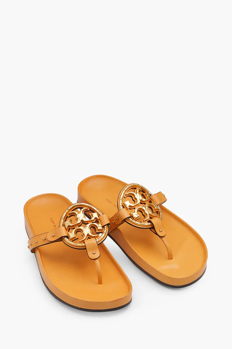 TORY BURCH Women Miller Cloud Vintage Plaque Sandals in Arancio Vacetta Smooth 1