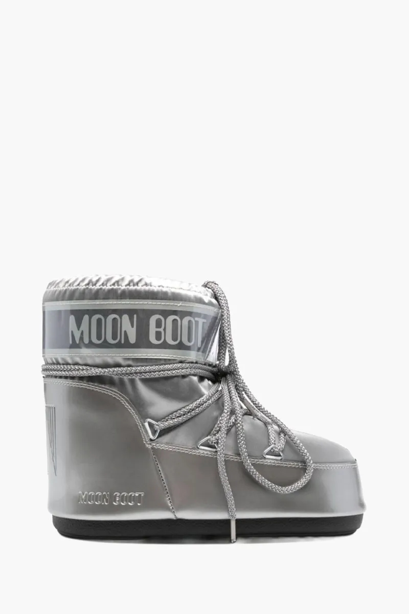 MOON BOOT Women Icon Logo Glance Low Boots in Grey Satin 0