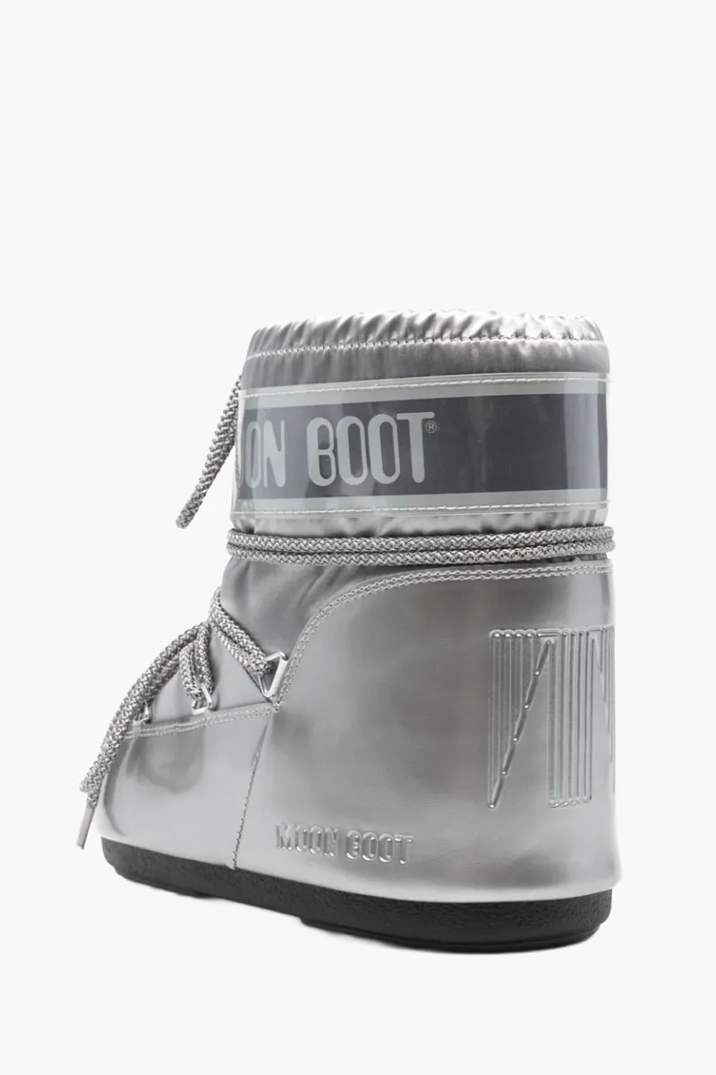 MOON BOOT Women Icon Logo Glance Low Boots in Grey Satin 1